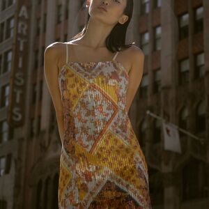 Gorgeous Zara Abstract Print Long Midi Sequinned Slip Dress S